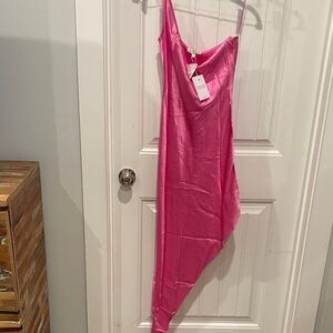 Satin Pink Asymmetrical Dress